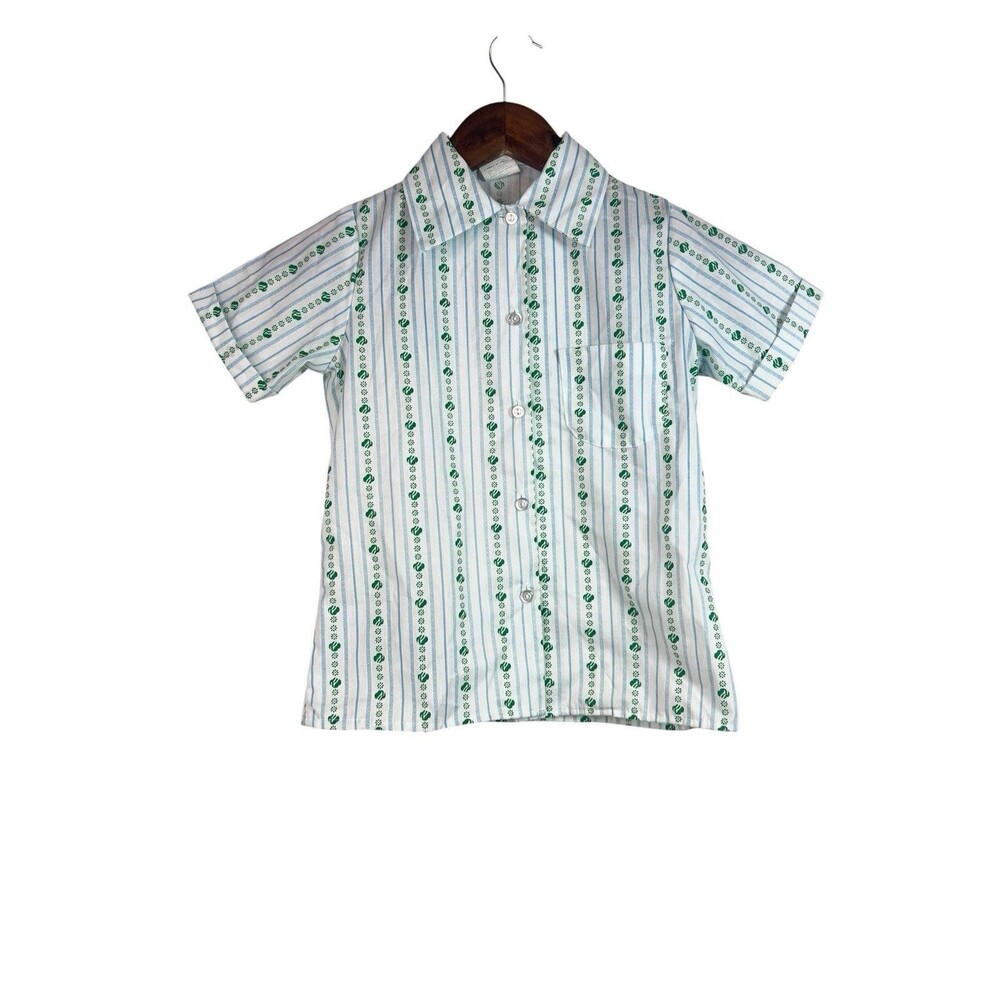 Vintage Girl Scouts Button Up Shirt Striped Made In USA Size 8 Retro Cottagecore